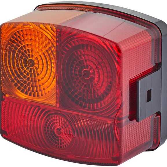 John Deere Rear lamp 95 x 90mm - 2SD002776231 - Rear light LH square, 12V, amber/red, bolt on, 95x54.5x90mm, Hella