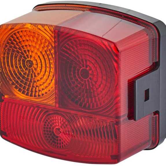 John Deere Rear lamp 95 x 90mm - 2SE002776211 - Rear light LH square, 12V, amber/red, bolt on, 95x54.5x90mm, Hella