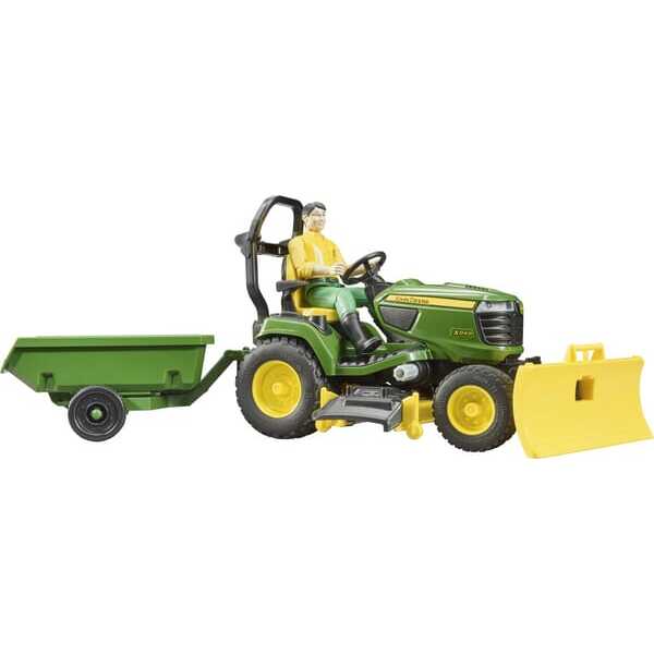 John Deere U62104 lawn tractor with trailer and gardener - U62104 - John Deere lawn tractor with trailer and gardener