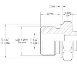 John Deere Screw-in couplingsscrew-in metric x male BSP - VNBM0827X2ISO6149 - Coupling M/M M27x2 X 1/2 BSP