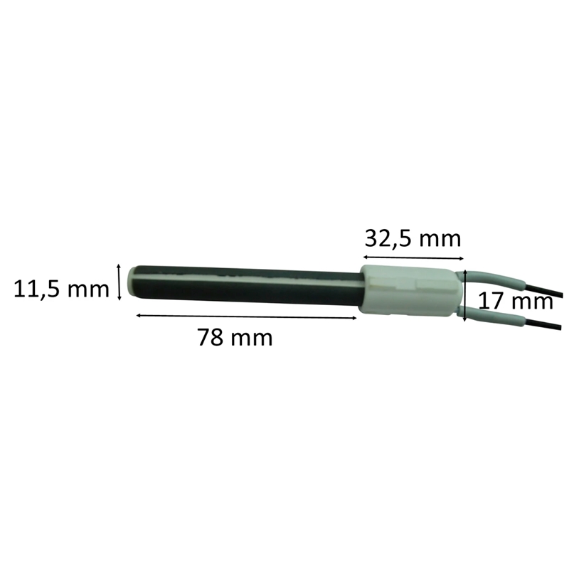 Igniter round ceramic for pellet stove: 11,5 x 78 mm 300 Watt